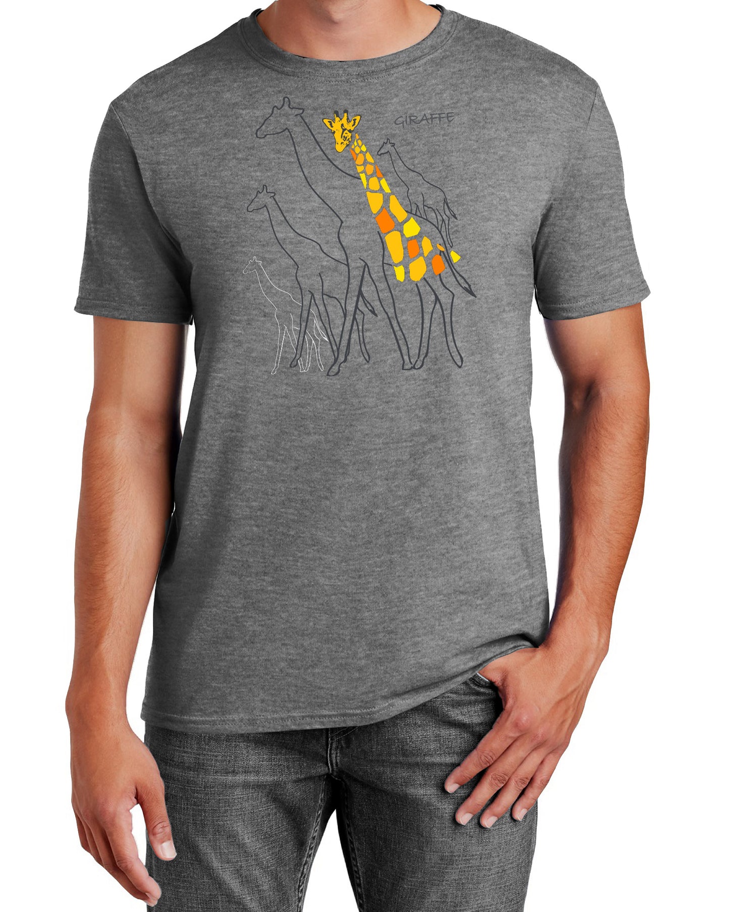 Graceful Ocean Drive Giraffe Walk Crewneck T-Shirt