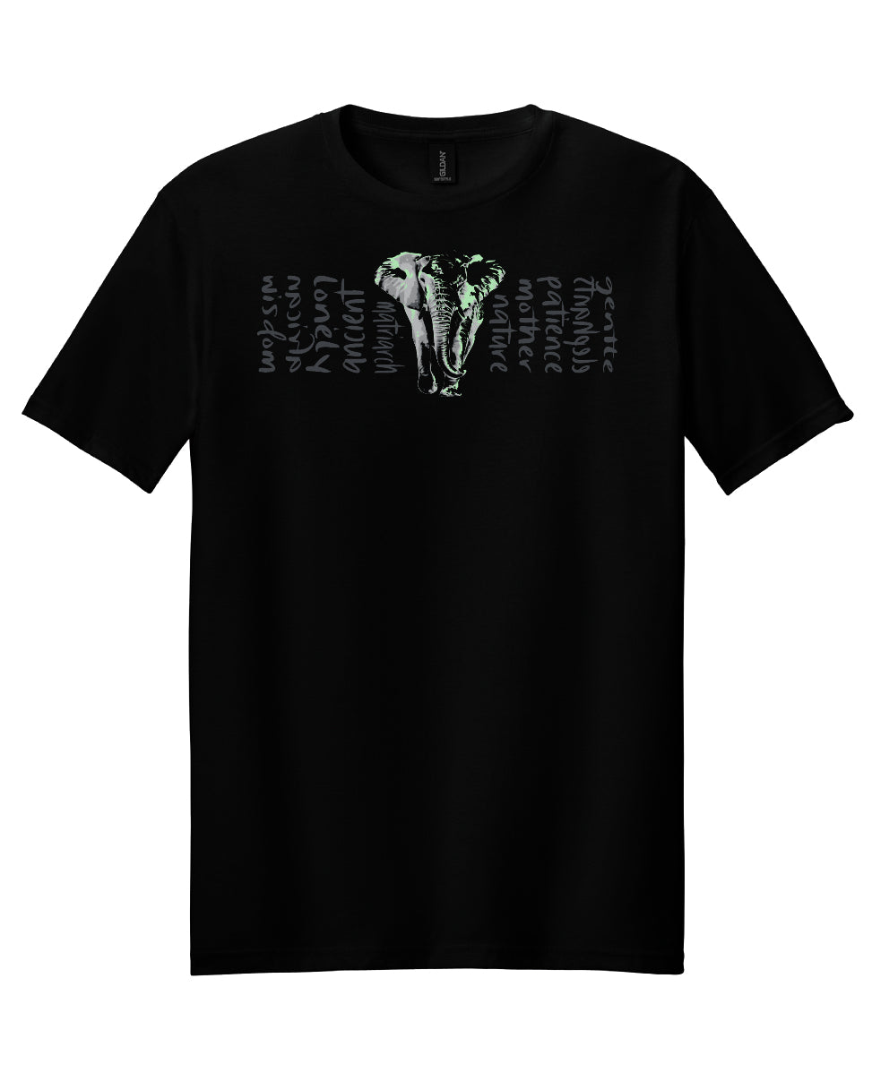Elephant Distressed Effect Ancient Lonely Survival March Crewneck T-Shirt