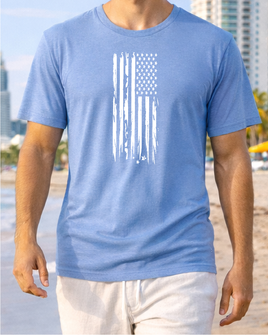 Blue American Coastal Chique Short Sleeve T-Shirt