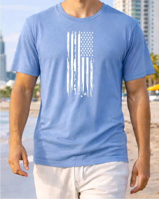 Blue American Coastal Chique Short Sleeve T-Shirt
