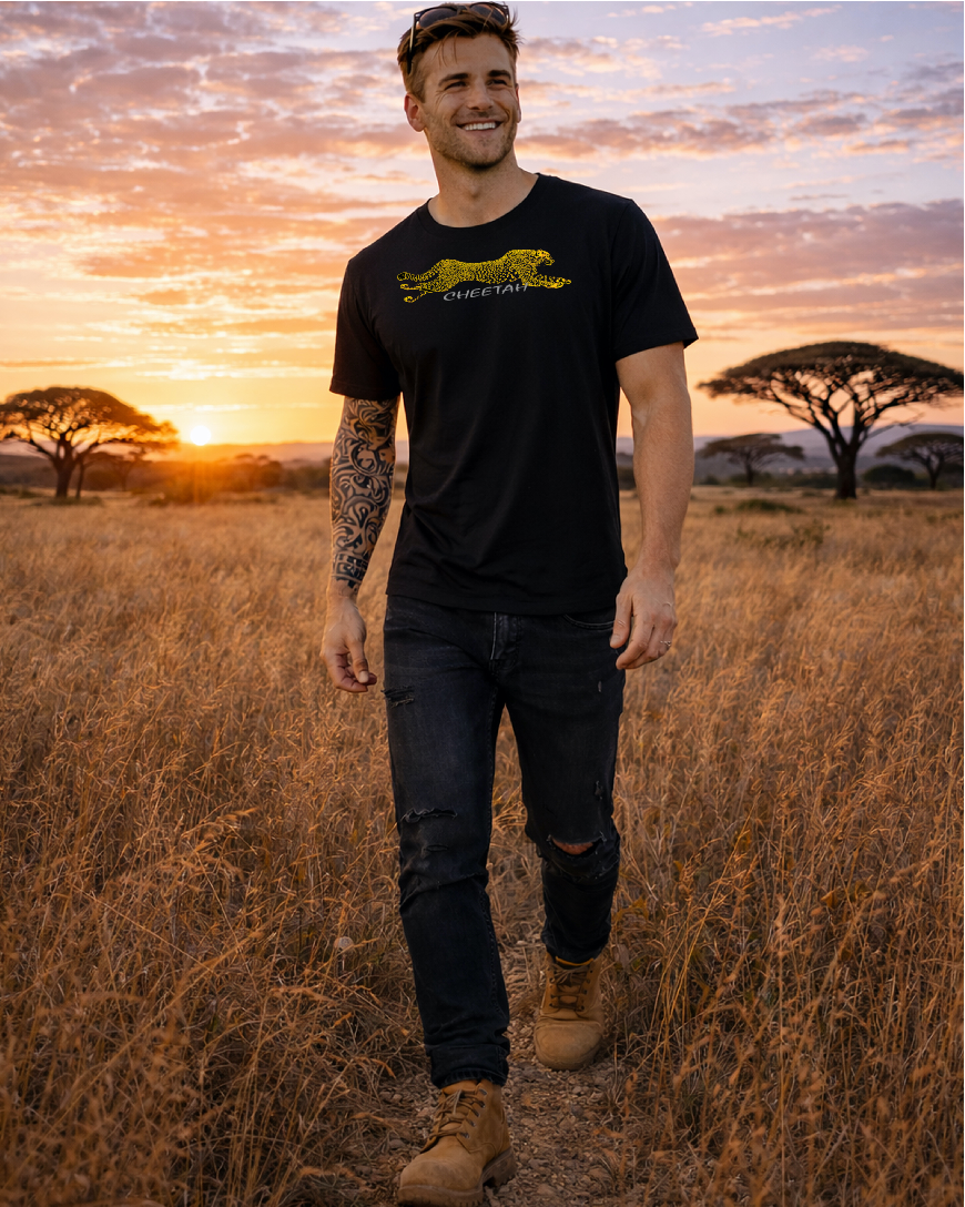 Flaming Cheetah Crewneck T-Shirt