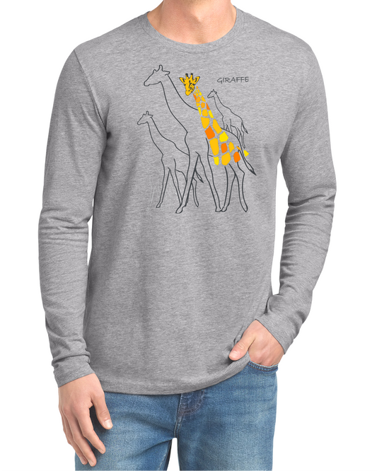 Long Sleeve Giraffe Artwork Printed Athletic T-Shirt