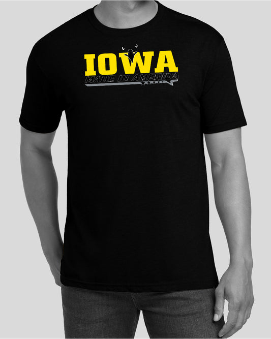 Iowa Made In America Yellow Print Crewneck T-Shirt