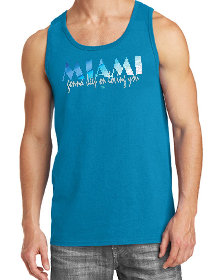 MIAMI Gonna Keep On Loving You Neon Blue Tank Top