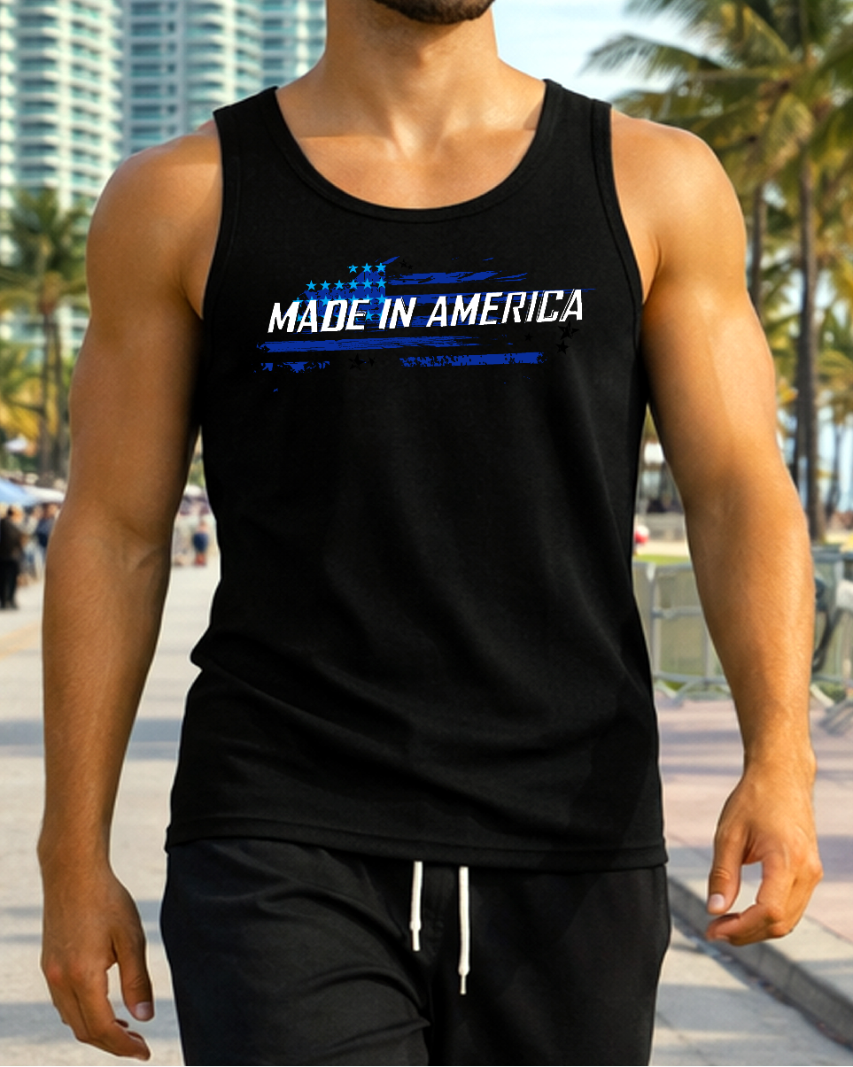 Made In America Black Summer Style Tank Top