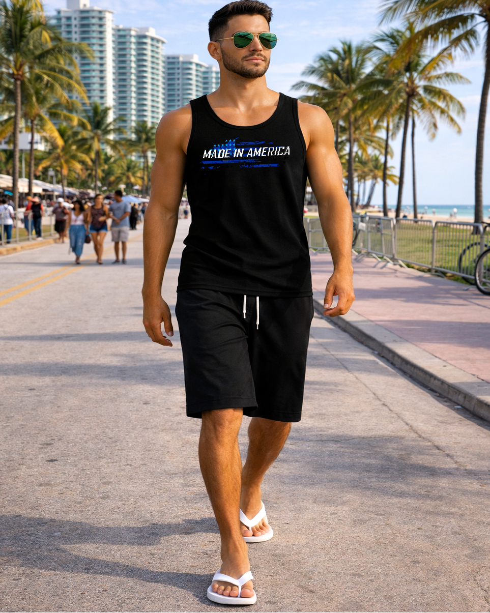 Made In America Black Summer Style Tank Top