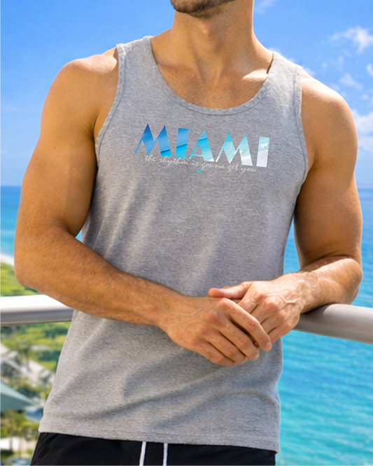 Miami Nautical Balcony Vibes Silver Tank Top