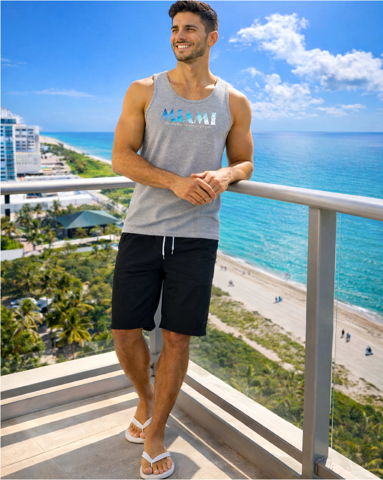Miami Nautical Balcony Vibes Silver Tank Top