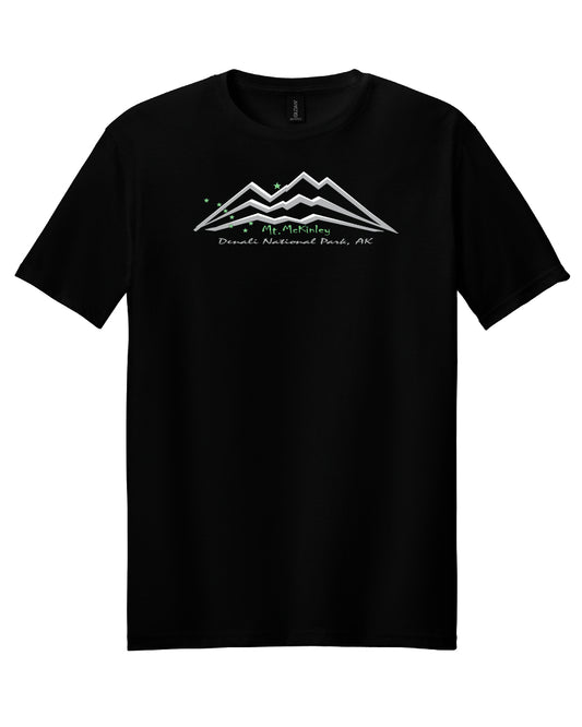 Mount McKinley AlaskaNational Park Modern Design on Black Soft Style Crewneck T-Shirt