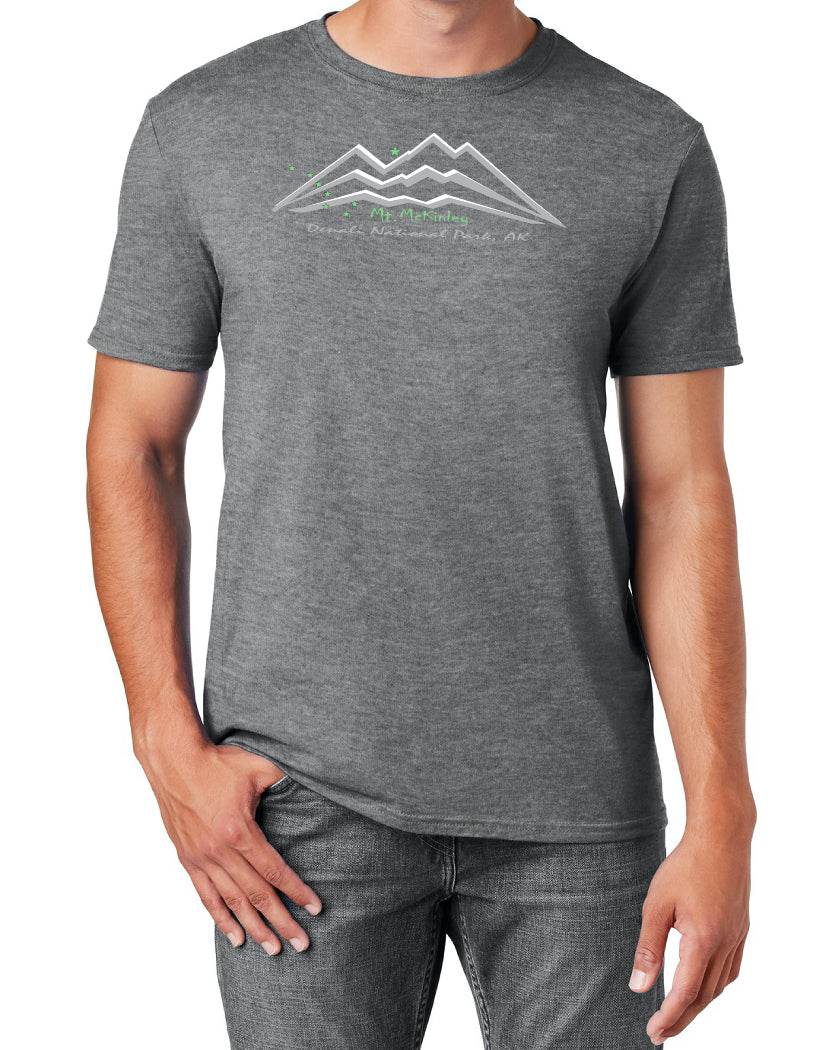 Mount McKinley Denali National Park Alaska T-Shirt on Graphite Soft style Blend