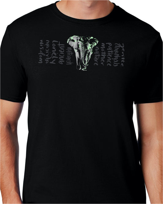 Elephant Distressed Effect Ancient Lonely Survival March Crewneck T-Shirt