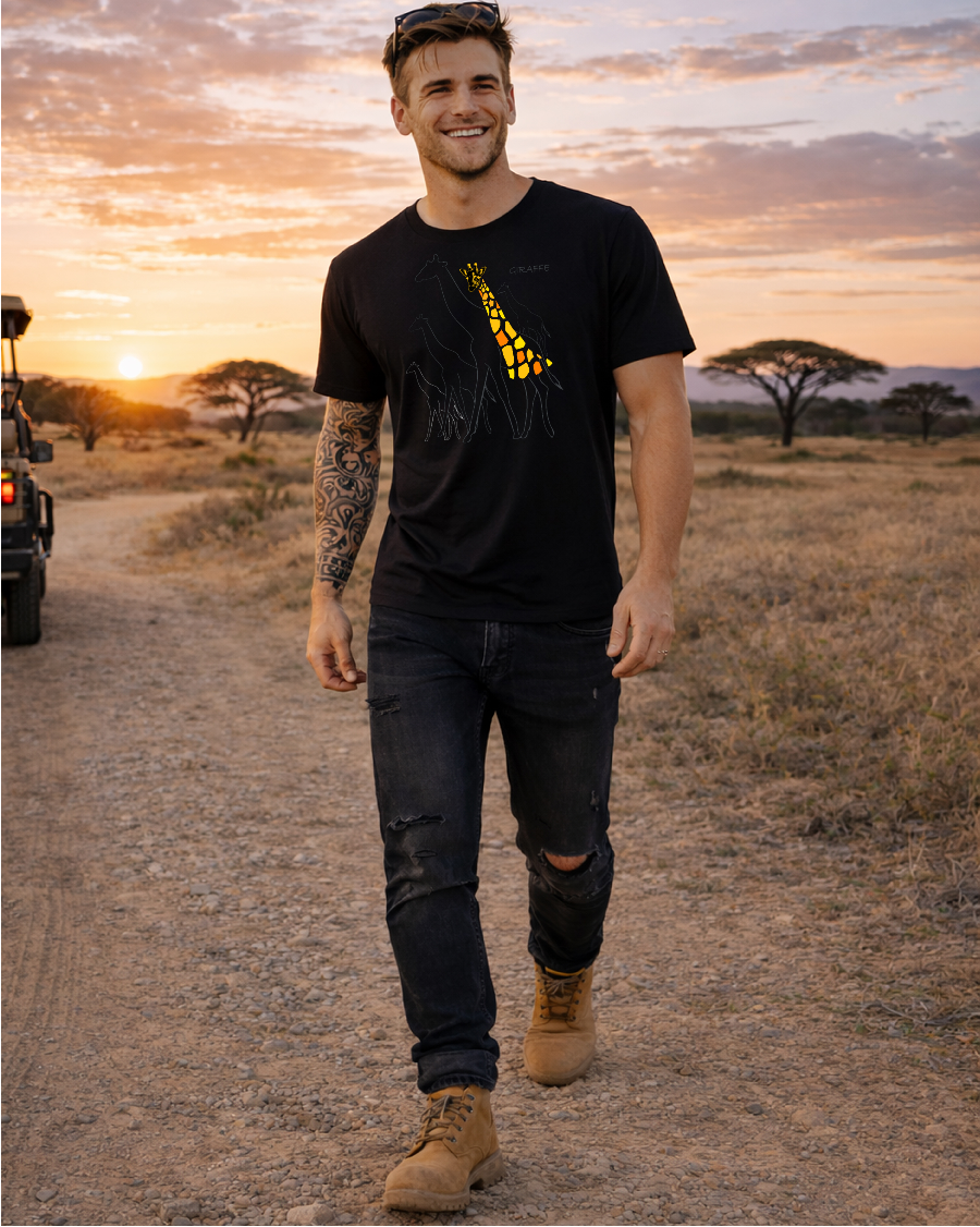 Giraffe Colour Spots and Herd Crewneck T-Shirt