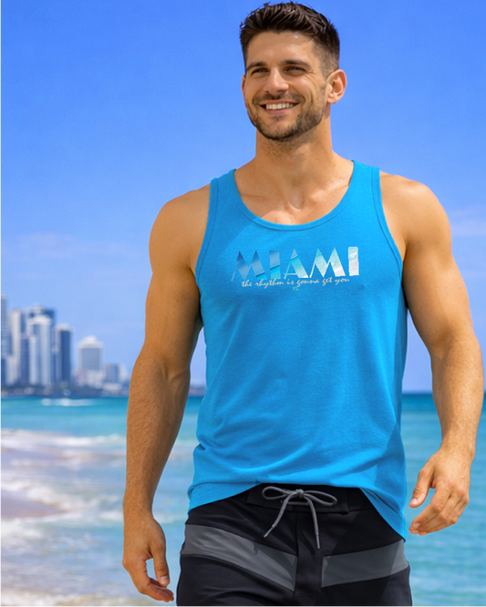 Miami Nautical Lifestyle Bliss Neon Blue Tank Top