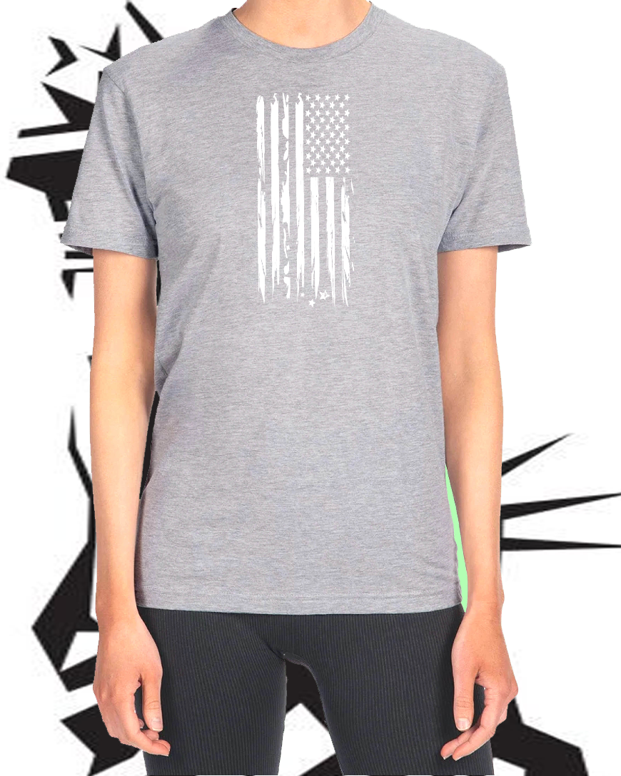 Silver American Style White Distressed Flag Inspired T-shirt